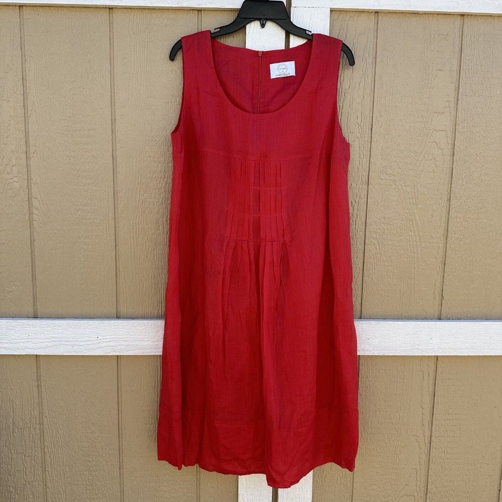 Voyage by Marina Rinaldi Red Lined Linen Shift Dress Women’s Size EU 21 US 12